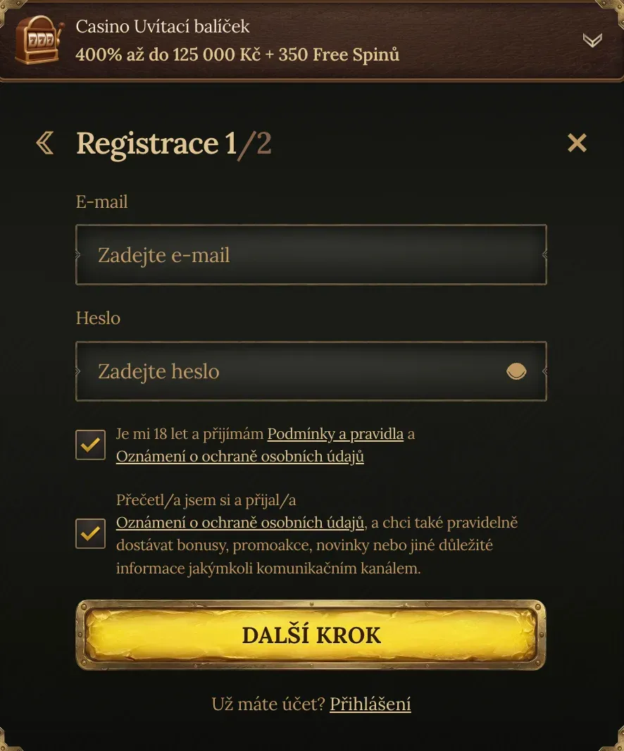 Registrace v kasinu BetWest