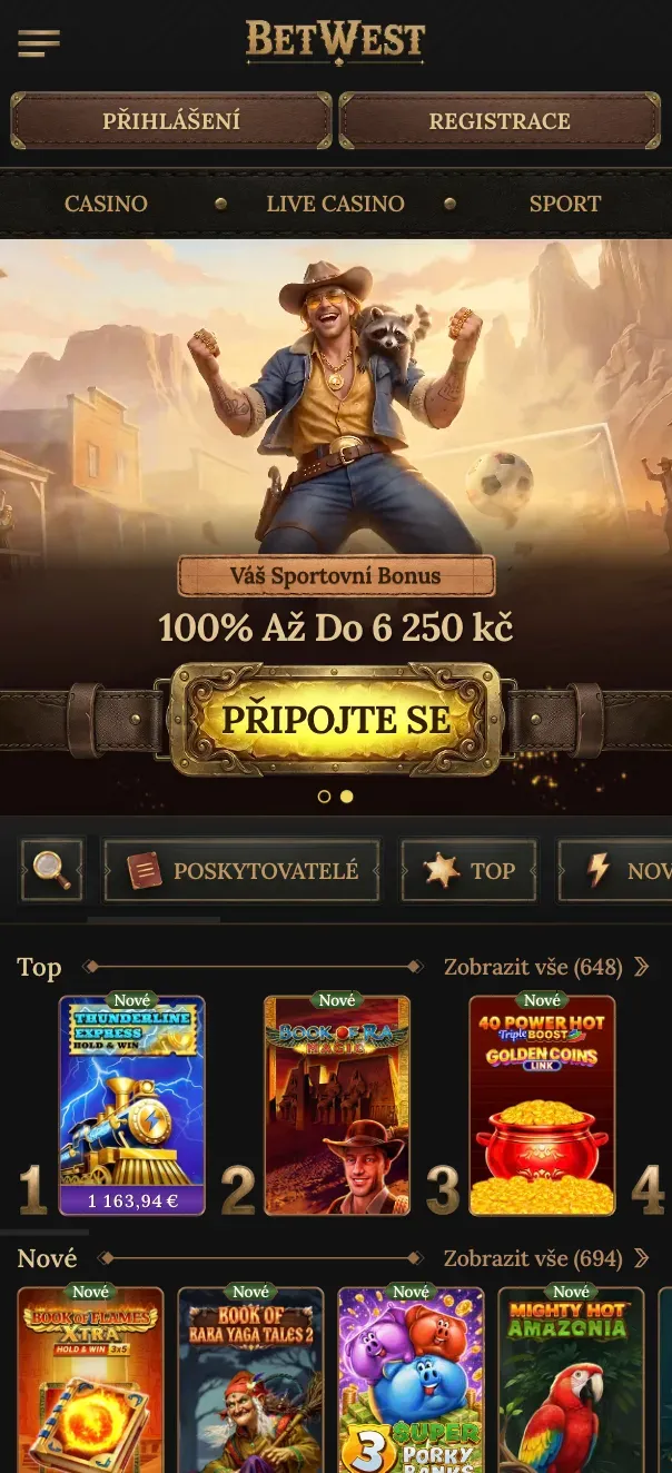 Mobilní verze BetWest